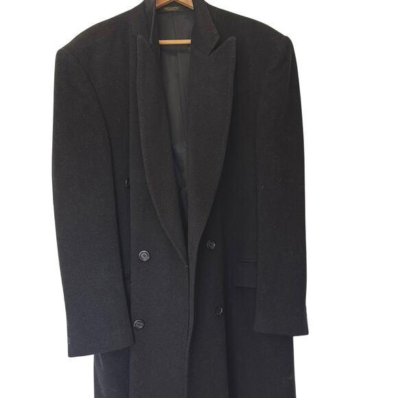 Classic Black Cashmere Wool Trench Coat - Picture 1 of 9